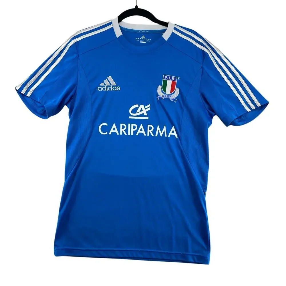 2013 Adidas FIR Italia Rugby Jersey Blue ClimaCool Italy Shirt Men’s M